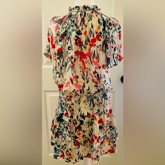 PARKER Silk Floral Smocked Drop Waist Mini Dress - Picture 3 of 8